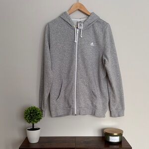 Adidas Light Gray Full-Zip Hoodie Sweatshirt - XL
